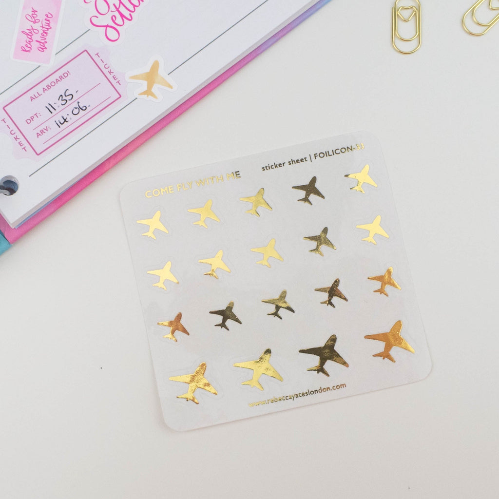 COME FLY WITH ME - FOILED PLANNER STICKERS - Rebecca Yates