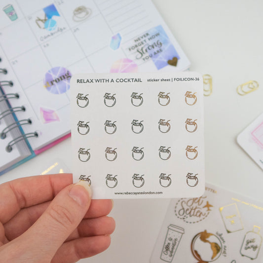 RELAX WITH A COCKTAIL - FOILED PLANNER STICKERS