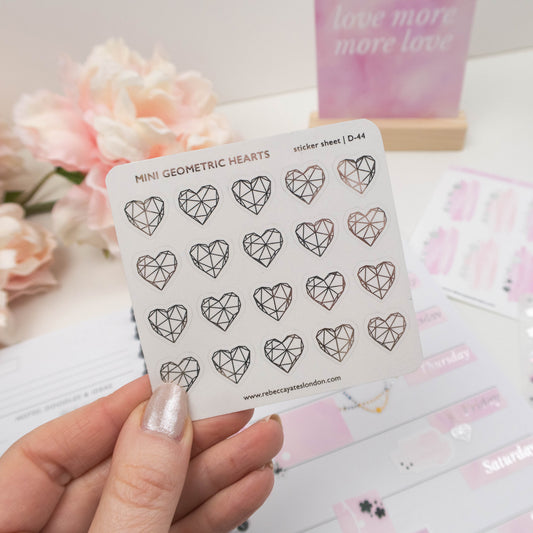 MINI GEOMETRIC HEARTS - FOILED PLANNER STICKERS