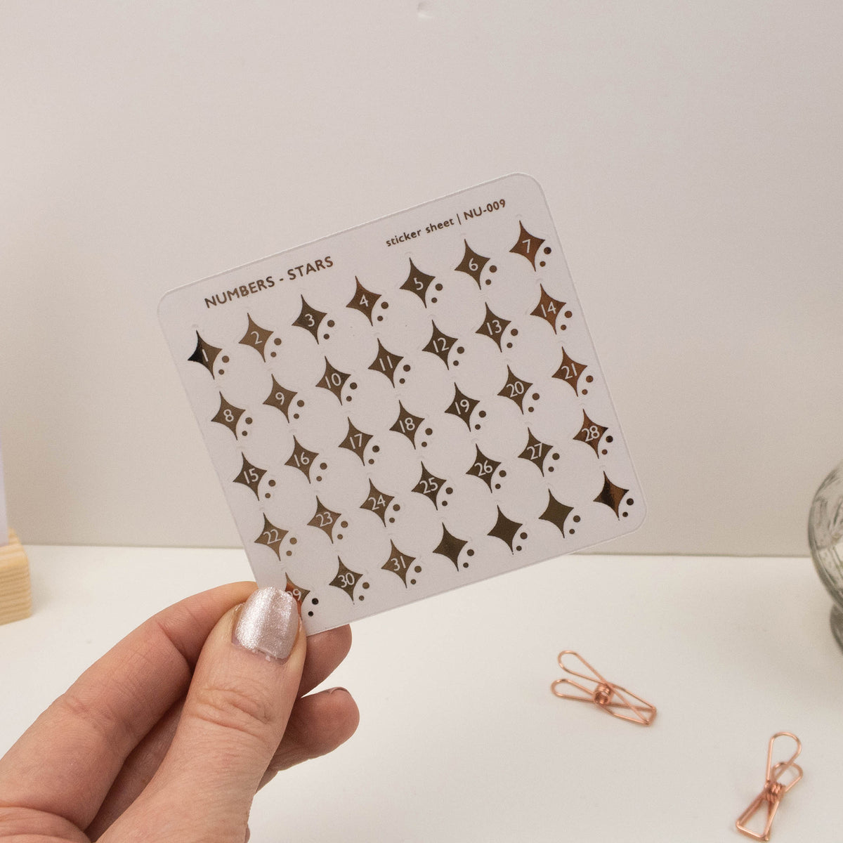 STARS NUMBERS - FOILED PLANNER STICKERS - Rebecca Yates