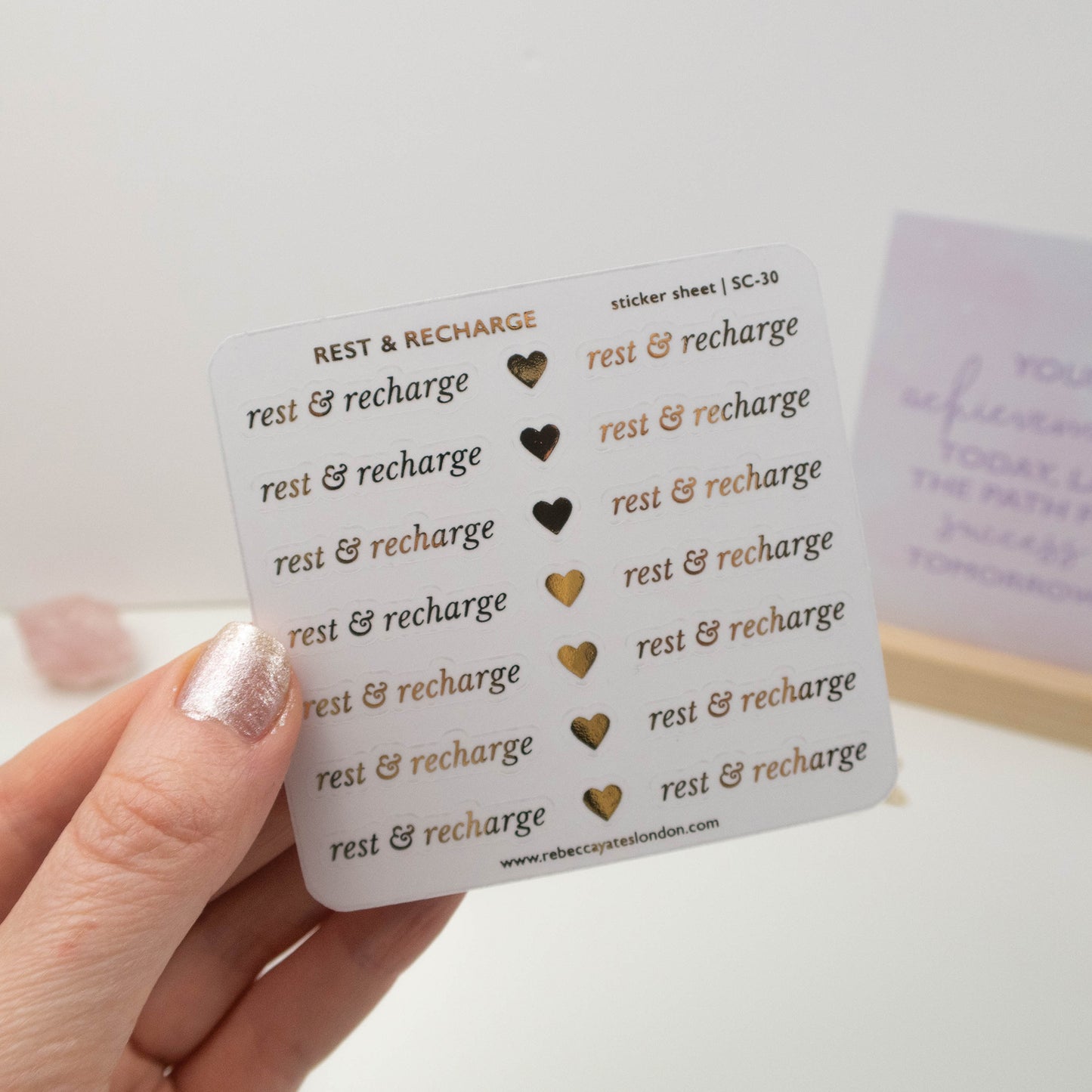 REST & RECHARGE - FOILED SCRIPT STICKERS