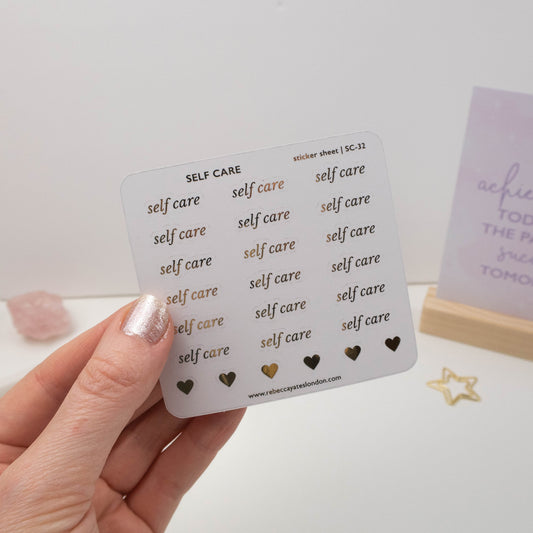 SELF CARE - FOILED SCRIPT STICKERS