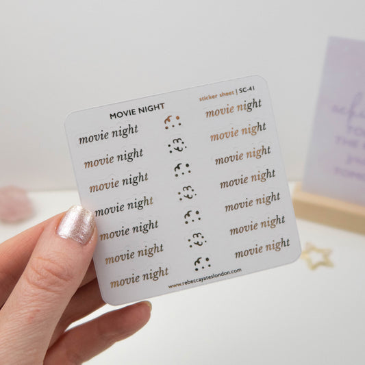 MOVIE NIGHT - FOILED SCRIPT STICKERS