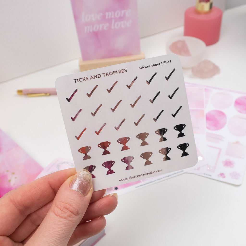 TICKS AND TROPHIES - FOILED PLANNER STICKERS - Rebecca Yates