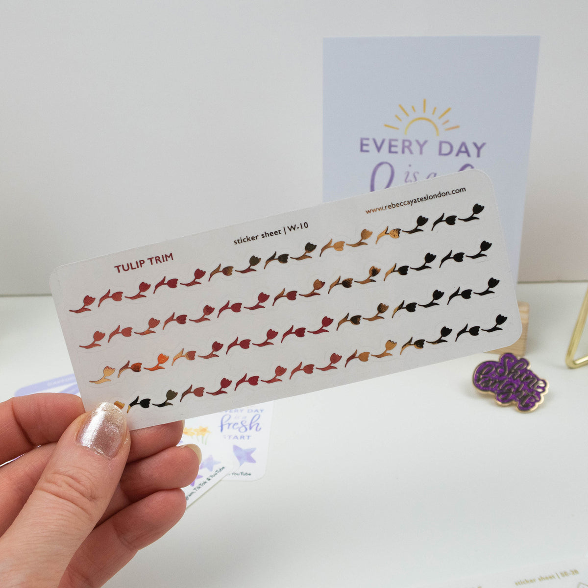 SPRING TULIPS TRIM - FOILED WASHI STYLE STICKERS - Rebecca Yates