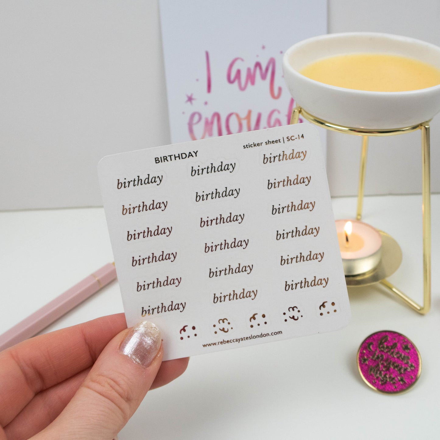 BIRTHDAY - FOILED SCRIPT STICKERS